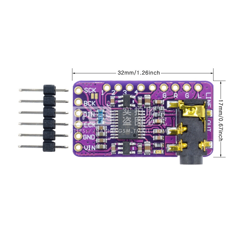 PLL语音AUX输出 pcm5102立体声DAC解码板数模转换器插字音频模块-图3