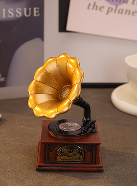 复古怀旧美式乡村树脂工艺品摆件留声机照相机老式装饰品仿真模型