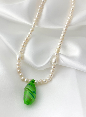 欧美时尚绿色小瓶吊坠锁骨链