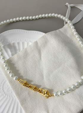 爆款小众设计感灰色高端项链珍珠