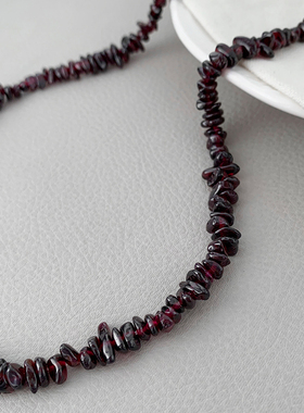 ins石榴石小众设计欧美新款天然