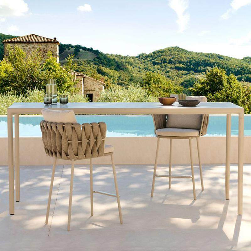 户外吧椅设计师露台民宿酒店高脚凳室外藤编桌椅组合庭院吧台椅子,淘宝优惠券,粉丝福利购,淘宝优惠卷