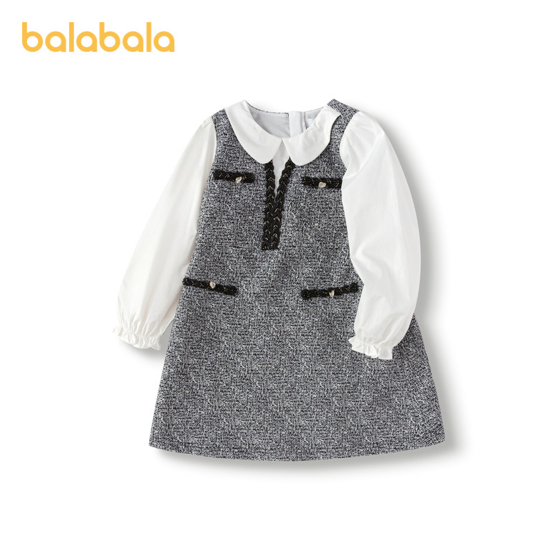 巴拉巴拉童装女童连衣裙秋装新款儿童小香风假两件裙子洋气潮,淘宝优惠券,粉丝福利购,淘宝优惠卷