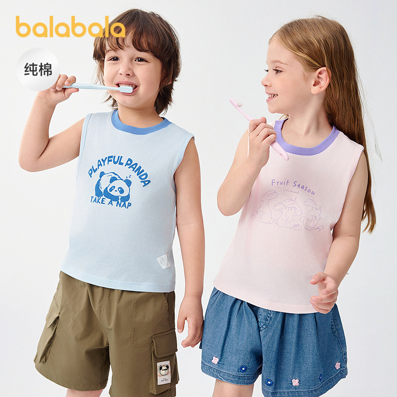巴拉巴拉宝宝背心打底夏季无袖短袖纯棉