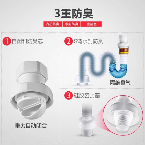 潜水艇洗手盆下水器浴室柜面盆防臭下水管卫生间台上盆排水器软管 - 图0