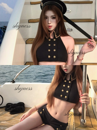 你脸好红shyness-航海日记-新款辣妹风性感海军比基尼帽子套装女 - 图3