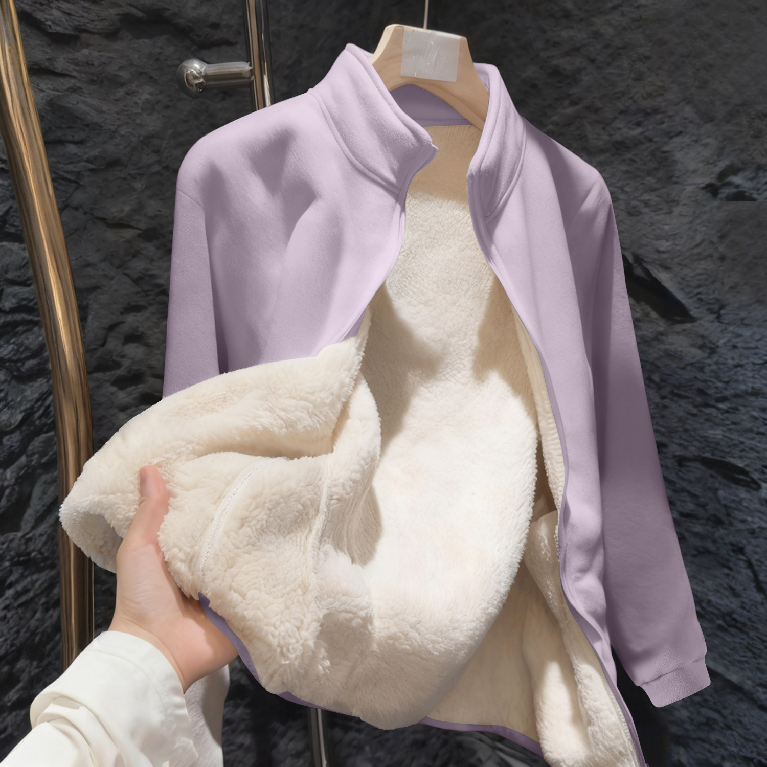 真维斯粉色加绒外套女2025新款秋冬季爆款小个子摇粒绒内胆女A,淘宝优惠券,粉丝福利购,淘宝优惠卷