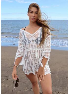 Women's Colorblock Embroidery Cover Up, Casual Long Sleeve C