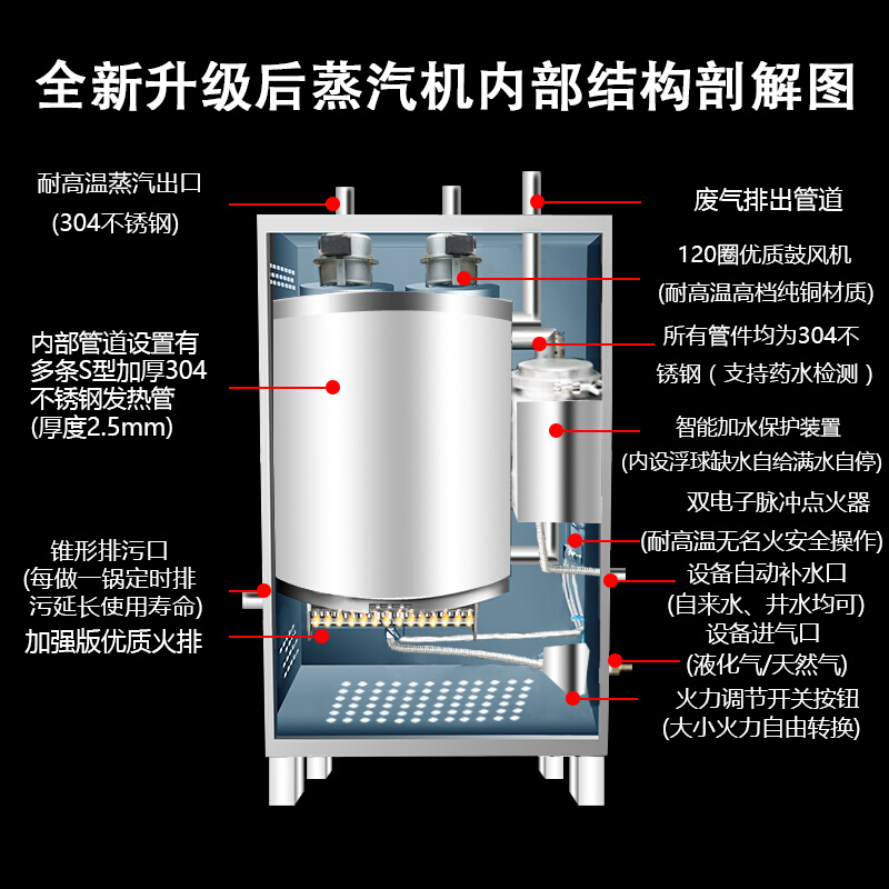 欣顺昊商用不锈钢煤柴锅炉燃气节能蒸汽发生器蒸包炉电加热蒸汽机-图0