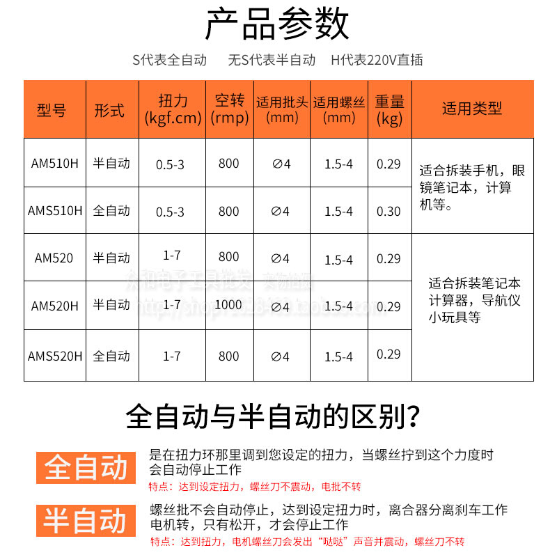 包邮安埗800电动螺丝刀4MM全自动S520H直插式电批维修S510H电批-图0