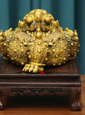 纯黄铜三足金蟾家居摆件三只脚招财金蝉全铜蟾蜍办公室收银台装饰