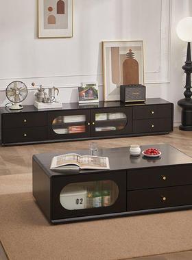 美式轻奢储物落地柜电视柜客厅茶几电视柜组合实木卧室