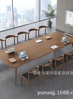 北欧实木家用客厅书桌大长桌多人写字学习桌现代简约电脑桌工作台