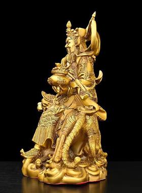 纯黄铜武财神赵公明神像赵公明骑虎像招财供奉特大号赵元帅佛铜像