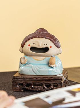 可爱菩萨小摆件汽车车载中控台装饰中式禅意陶瓷佛像文创乔迁礼物