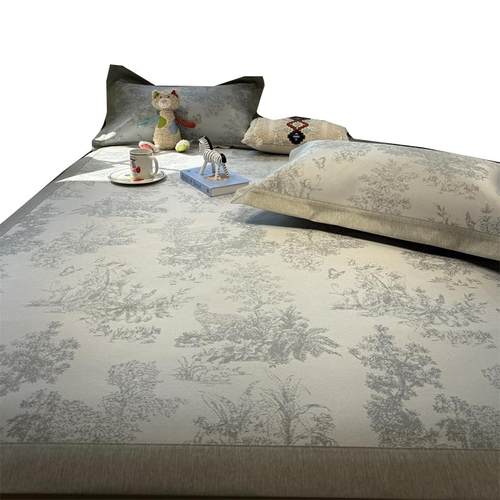 覆古A类提花冰丝席灰可机洗夏凉席三件套空调凉席子冰藤席1.5m1.8 - 图3