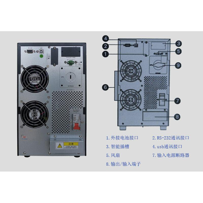 科华UPS不间断电源YTR1102L稳压负载2KVA/1800W在线式设备外接72V - 图1