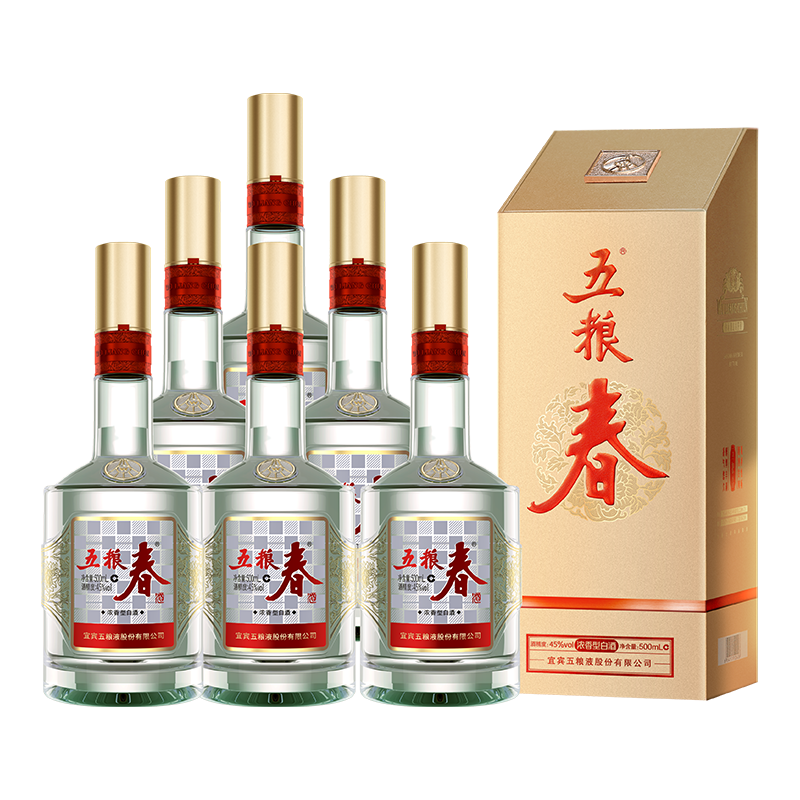 [酒厂直营]五粮春第二代45度高度纯粮食酒浓香送礼白酒500ml*6