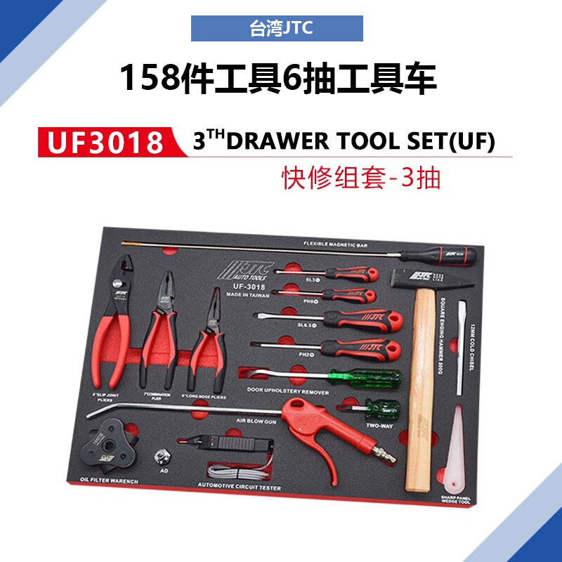 台湾JTC工具组套JTCS1066 158件工具6抽工具组套汽修专用工具-图1