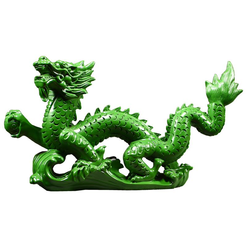 绿色木头龙摆件实木质十二生肖木雕龙客厅装饰新居开业送礼工艺品 - 图3