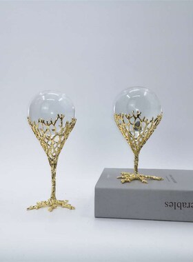 北欧合金透明水晶球摆件美式轻奢客厅样板间电视柜T家居现代装饰