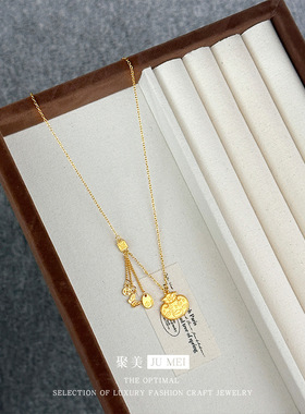 新中式设计感越南沙金福袋项链女新款福气满满钱袋子流苏锁骨套链