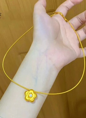 金店同款沙金项圈项链吊坠金色颈圈百搭时尚可diy挂绳女送礼物