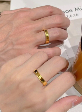 金店同款正口沙金999幸运万花筒四叶草戒指沙金指环送女友礼物