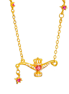 金店同款越南沙金玫红镶钻许愿灯项链女轻奢小众气质锁骨链仿真金