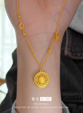 金店款新中式越南沙金福字算盘镂空花丝八宝罗盘国风项链套链女