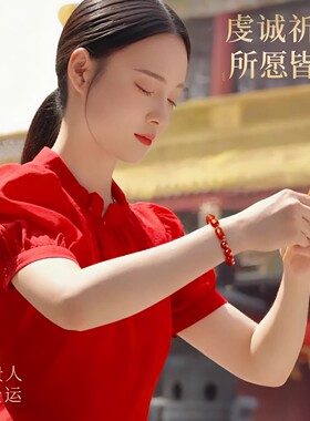 红玛瑙三合生肖护身符手链男女