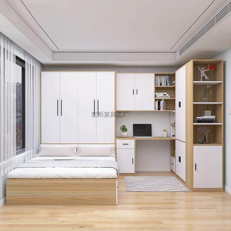 Hx1榻榻米床衣柜一体带书桌儿童房书柜组合套装卧室小户型靠墙榻 - 图0