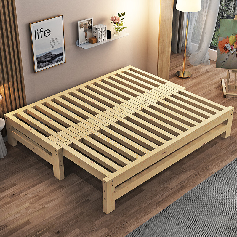 环保实木松木沙发床两用多功能小户型伸缩床儿童抽拉床推拉床