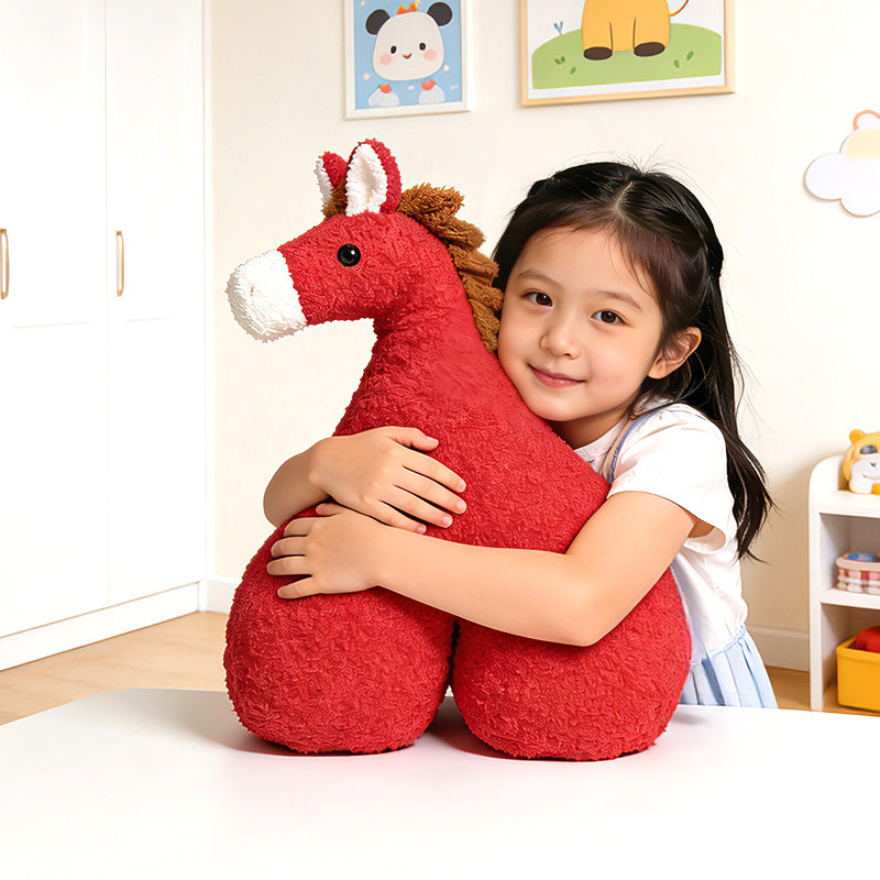【眠轻悠】可爱小马造型抱枕儿童靠垫
