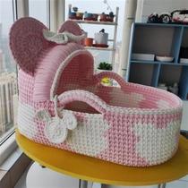 Handmade Strips Woven Baby Newborn Cradle Bed Diy Woven Crochet Portable Hand Basket Bed Material Bag