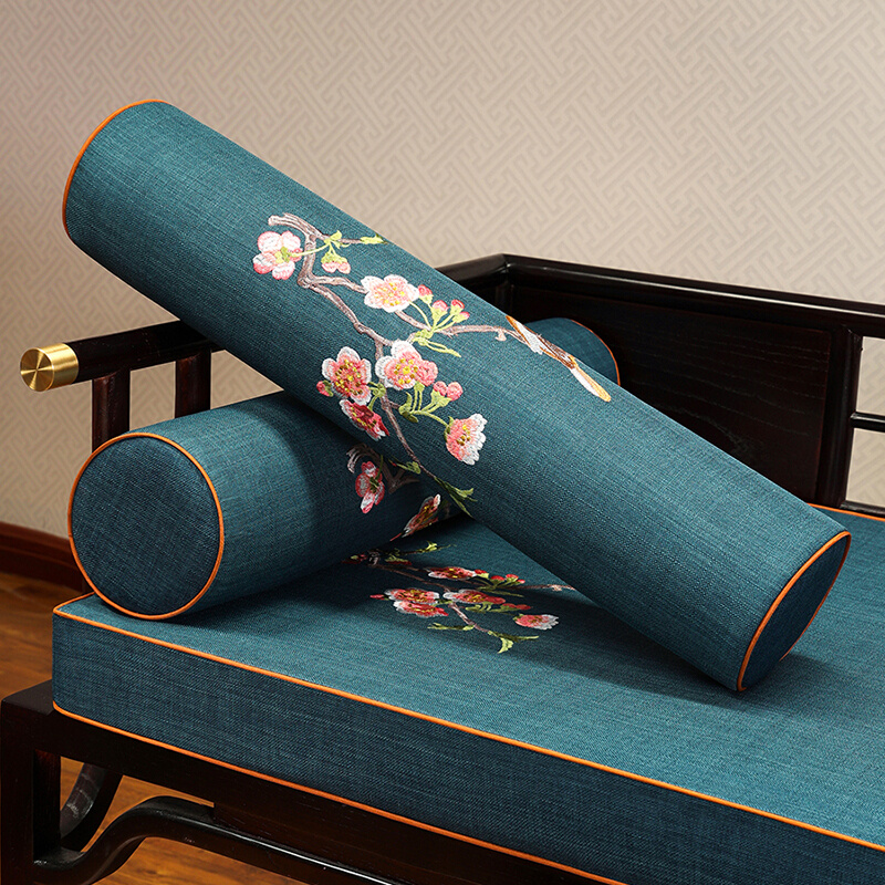 新中式扶手枕客厅沙发靠垫抱枕床上睡觉海绵长条枕办公室护腰靠枕 - 图0