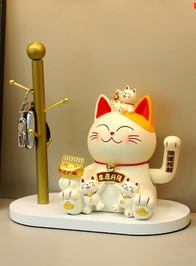 招财猫开业送礼办公桌p摆件店铺收银自动招手摆设桌面电视柜装饰