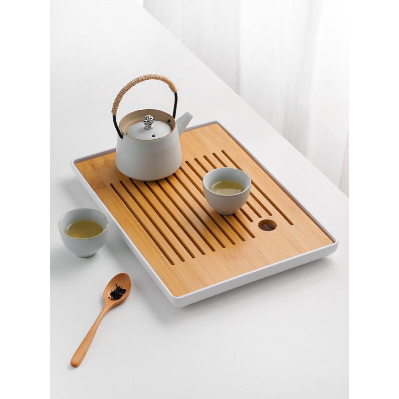 礼侍郎日式小型茶海茶台家用功夫茶具托盘一人用茶盘放茶杯沥水盘 - 图0