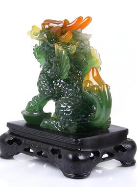 玉麒麟家居饰品摆件一对大号招财客厅玄关装饰工艺礼品办公室摆设