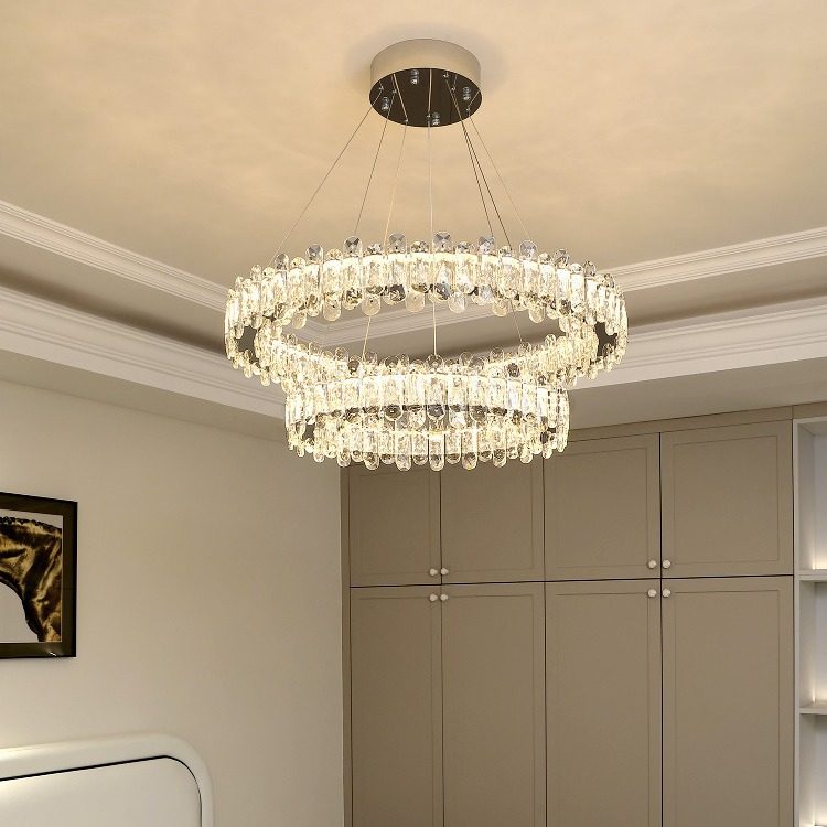 轻奢水晶吊灯客厅灯具2024年新款网红卧室灯样板房简约圆环餐厅灯,淘宝优惠券,粉丝福利购,淘宝优惠卷