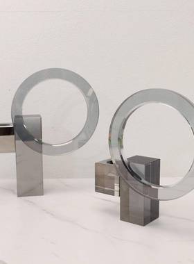 北欧轻奢极简水晶烛台摆件样板房茶几玄关卧室家居客厅装饰品摆件