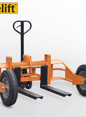Relift1吨山地型手动液压搬运车加宽充气橡胶轮工地户外越野叉车