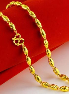 正品纯沙金项链橄榄大子