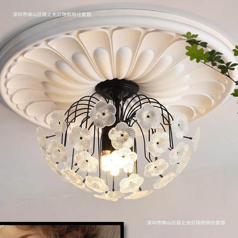 法式复古卧室吊灯玻璃花瓣女孩房衣帽间灯具中古风卧室书房餐厅灯,淘宝优惠券,粉丝福利购,淘宝优惠卷