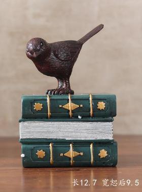 美式复古小鸟摆件书挡家居客厅电视酒柜书房桌面装饰品摆设书立靠