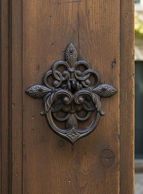 欧式复古怀旧铸铁门敲门扣壁饰大门家居别墅庭院工艺品门把手拉手
