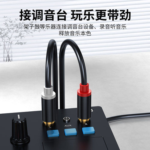 绿众6.5转双莲花一分二2rca音频转接线吉他大二芯功放声卡调音台音响音箱插头连接线大三芯6.35mm转av转换器 - 图2