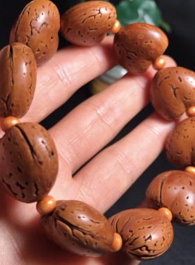 天然野生秦岭龙纹桃核雕刻爱心手串2.0大核文玩佛珠男女把玩手链