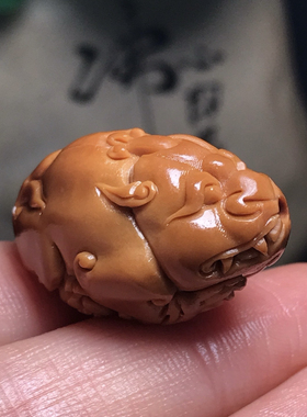 橄榄核雕招财貔貅文玩手串男女手链老油核