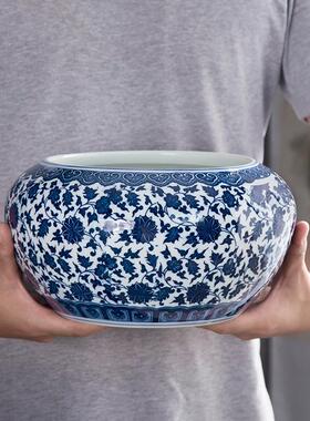 陶瓷花盆青花瓷笔洗金鱼缸乌龟睡莲缸碗莲盆水培植物客厅桌面摆件